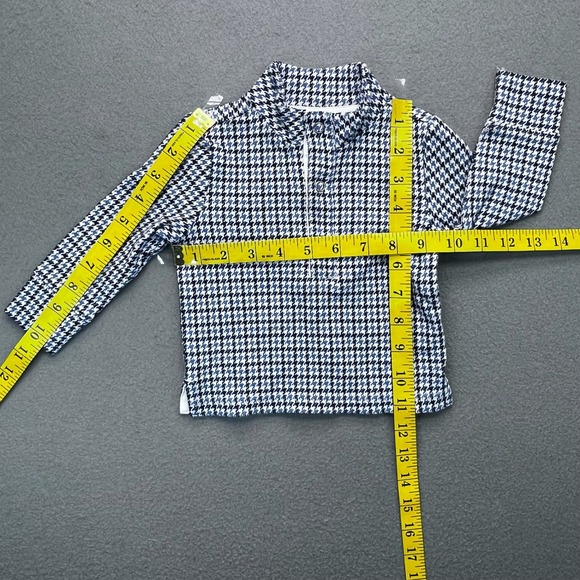 Janie and Jack Baby Boy Blue Houndstooth Long Sleeve Polo Shirt 6-12 Months - Picture 4 of 8